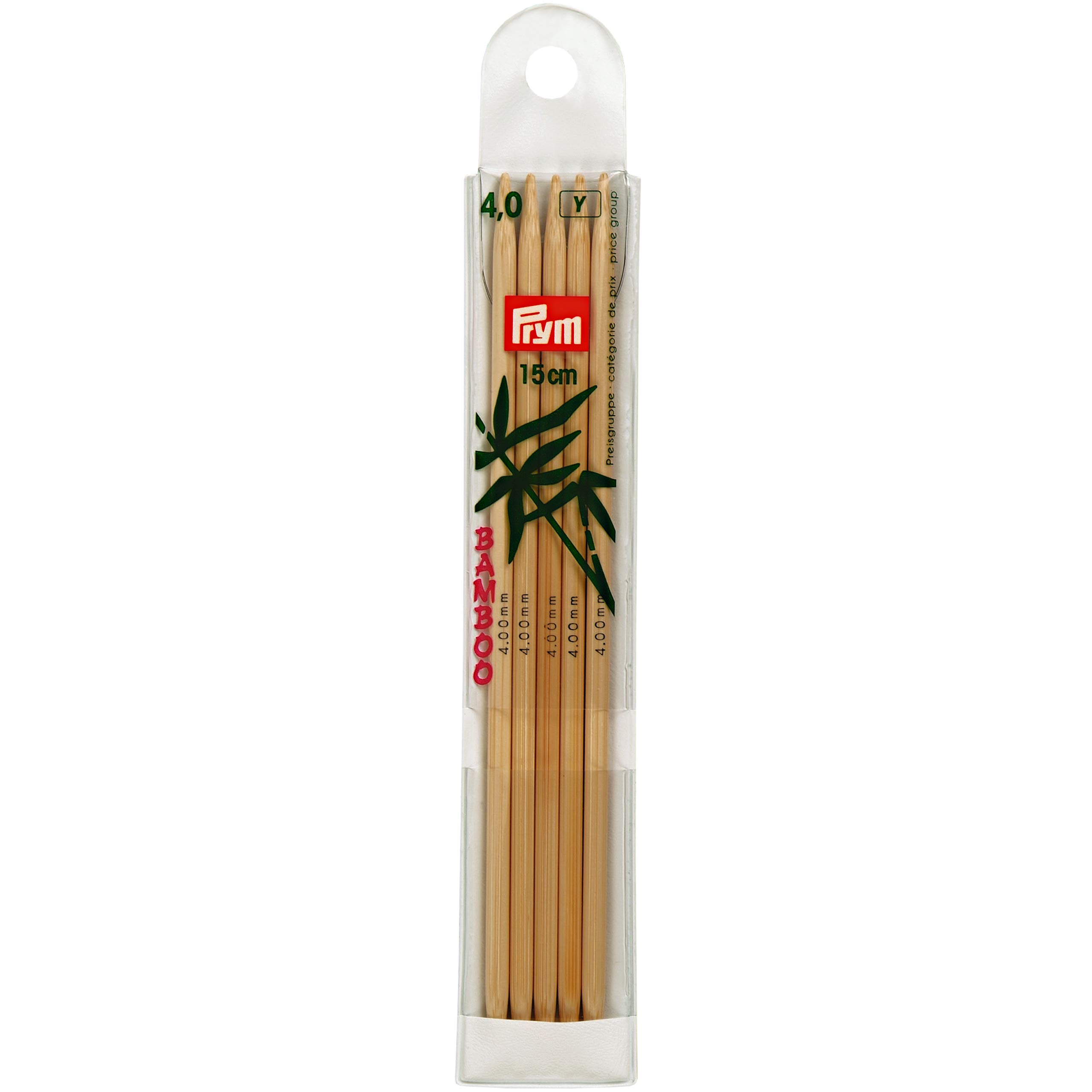 Prym 15 cm x 4 mm Double Pointed Glove Knitting Pins, Bamboo — image 1