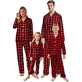 Umeyda Family Christmas Pjs Matching Sets Plaid Pajamas Long Sleeve Holiday Sleepwear Set for Adults Kids
