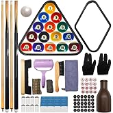 NIANRONGHUA 95 Pcs Premium Pool Table Accessories Set, Billiard Kit | Billiard Accessory Kit Includes Cues,Balls, Racks, Chalk, Tips, Gloves and Cleaning Tools for Indoor Play and Gift Giving