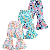 Mioglrie Baby Girl Pants Toddler Leggings 3 Pack Flare Newborn Baby Pants 3 6 9 12 18 24 Months Bell Bottoms for Girls