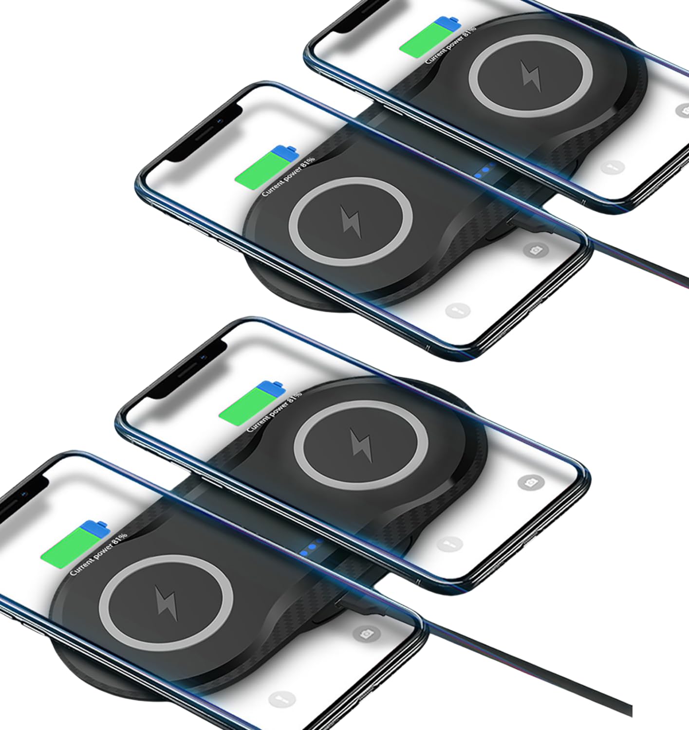 2 Pack Dual 15W Wireless Charger for Multiple Devices, 30W Fast Wireless Charging Pad/Mat for Apple iPhone, for AirPods, for Samsung Phone, for Google Pixel, and All Qi-Enabled Devices (Black-2Pack)