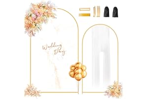 Laxama Metal Arch Backdrop Stand Set of 2 Wedding Arch Backdrop Stand 6FT, 7.2FT Gold Arch Backdrop Stand for Party Wedding Ceremony Birthday Baby Shower Floral Balloon Decration
