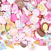 SUNNYCLUE About 200Pcs Donut Resin Charms Flatback Cabochons Kawaii Cute Sweet Food Ice Cream Cupcake Cake Candy Cabochon Embellishments for Jewelry Nail Hair Clips Phone Cases Scrapbooking DIY Crafts