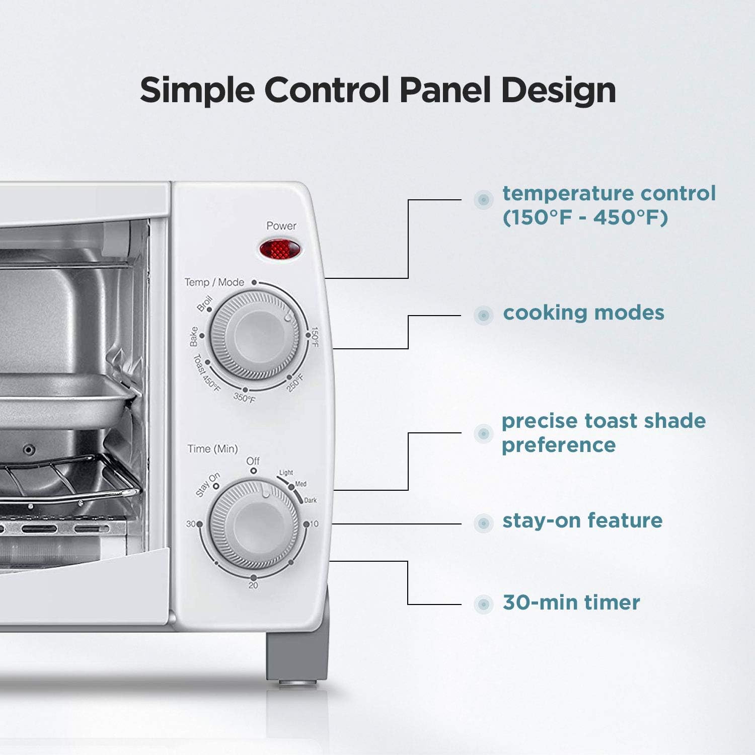 Comfee' Toaster Oven Countertop, 4-Slice, Compact Size, Easy to Control with Timer-Bake-Broil-Toast Setting, 1000W, White (CFO-BB102): Kitchen & Dining