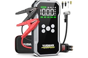 YUSMAN Jump Starter with Air Compressor, 150PSI 4000A Portable Car Jump Starter Battery Pack (10L Gas/8.0L Diesel), 12V Car Battery Jump Starter with Display, Smart Jump Cables, 2 LED Light
