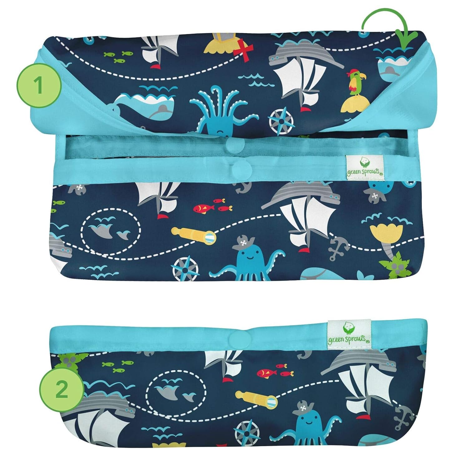 green sprouts Easy-wear Long Sleeve Bib | Waterproof Protection | Flipped Pocket, Soft Material, Easy Clean Smock: Baby