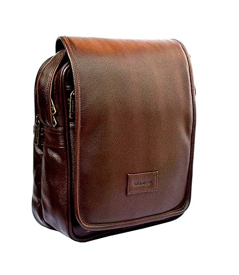 AYS Unisex Faux Leather Messenger Bag (Small,Black)