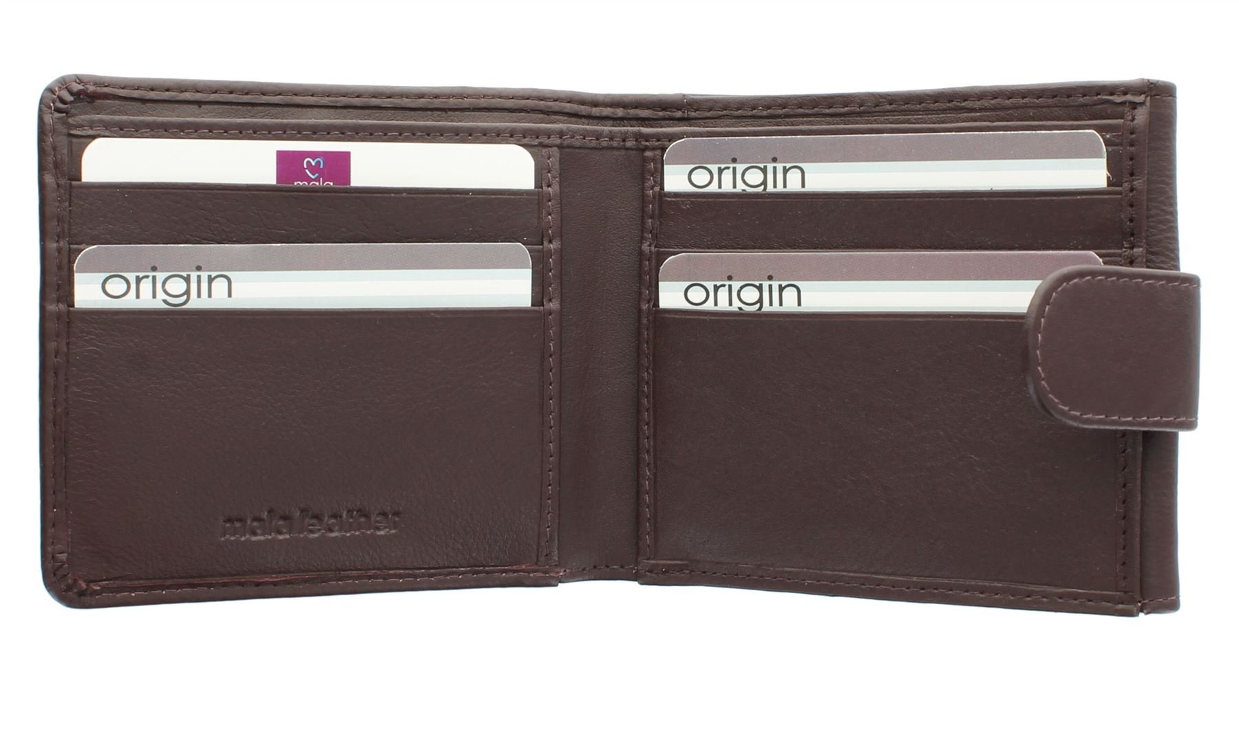 Mala Leather Origin Collection Leather Wallet with RFID Protection and Exterior Coin Pocket 155_5 Brown