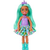 Barbie Unicorn-Inspired Chelsea Doll with Green Hair, Unicorn Toys, Horn Headband and Detachable Tail