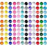120 Pcs 20mm Beads for Pens 12 Colors Rhinestone Beads Bubblegum Bead Crystal Resin Chunky with Tiny Round Spacers Extender Chains Beading Wire Keychains DIY Craft Pen Jewelry Making Supplies