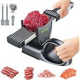 OYKEFAW Fresh Meat Slicer, Adjustable 2 or 4 mm, 17-in-1 Meat Cleavers | Manual Meat Slicer, Fresh Meat Slicer, Stainless Steel Meat Cleavers Knife, Sliced, Striped, Diced for Beef Pork