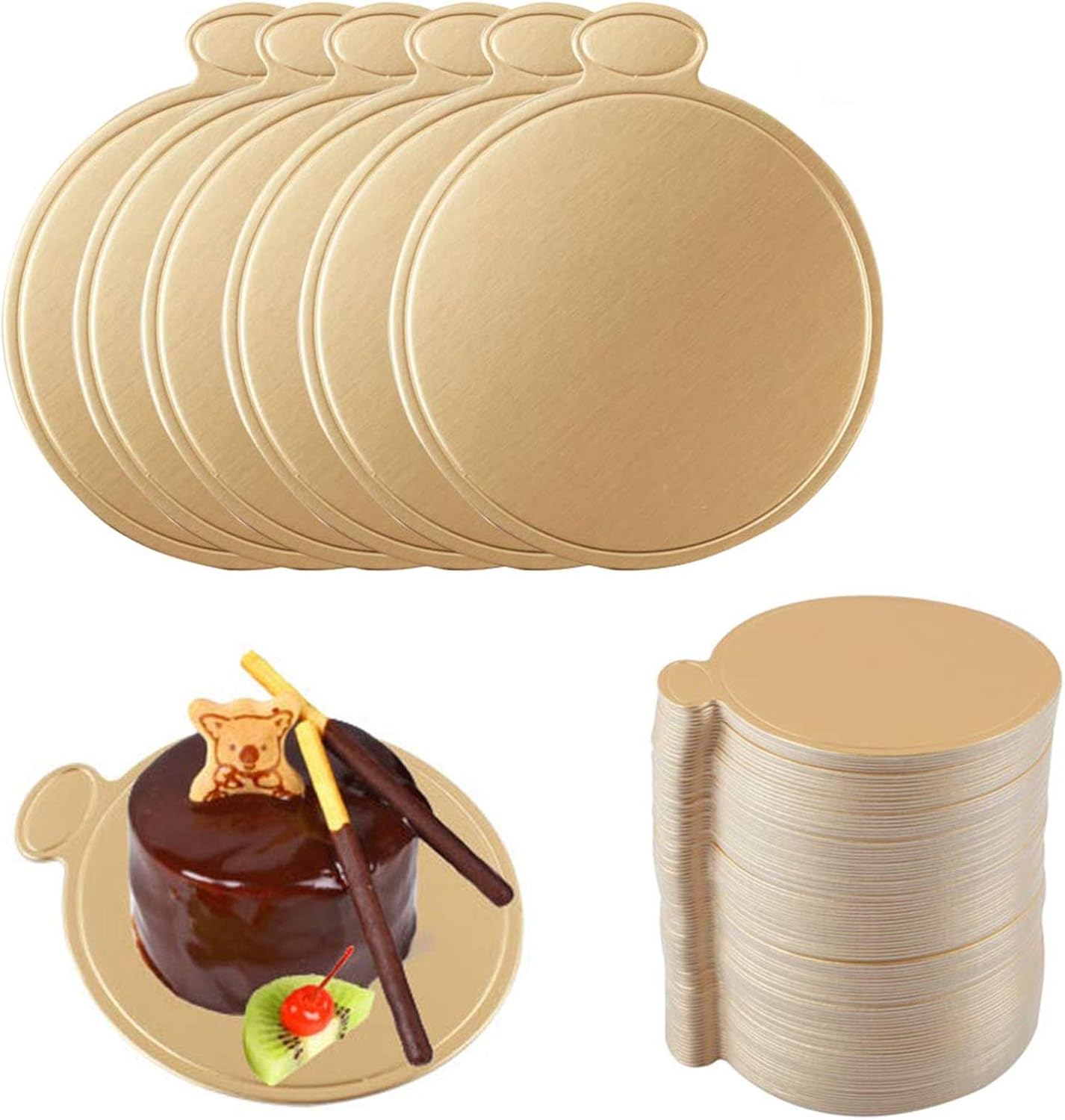 Mini Cardboard Cake Bases, 100pcs Golden Mousse Cake Boards Cake Paper