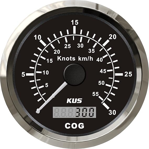 Kus GPS Tacho Kilometerzähler Gauge 30 Knoten 55 km/h für Boot Yacht, 85 mm mit Hintergrundbeleuchtung