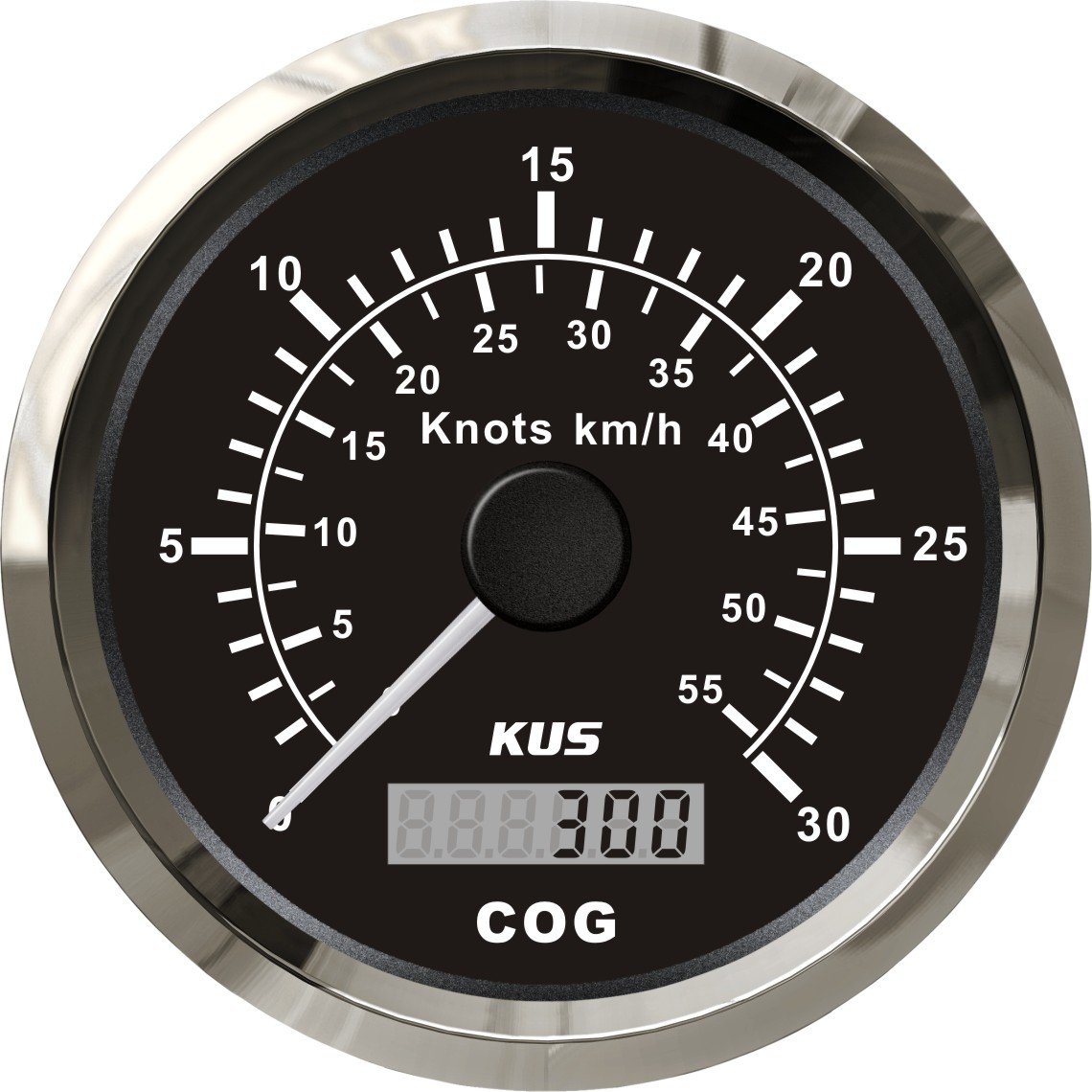 KUS GPS Speedometer/Odometer Gauge 30Knots 55KM/H, 85mm, Backlight (Black)