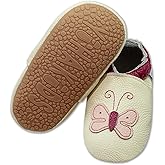 YIHAKIDS Baby Rubber Sole Shoes Boys Girls Infant Crawling Toddler Moccasins Leather Walking Anti-Slip Sole Slippers Newborn Mini Kids Crib Boots 0-24 Months