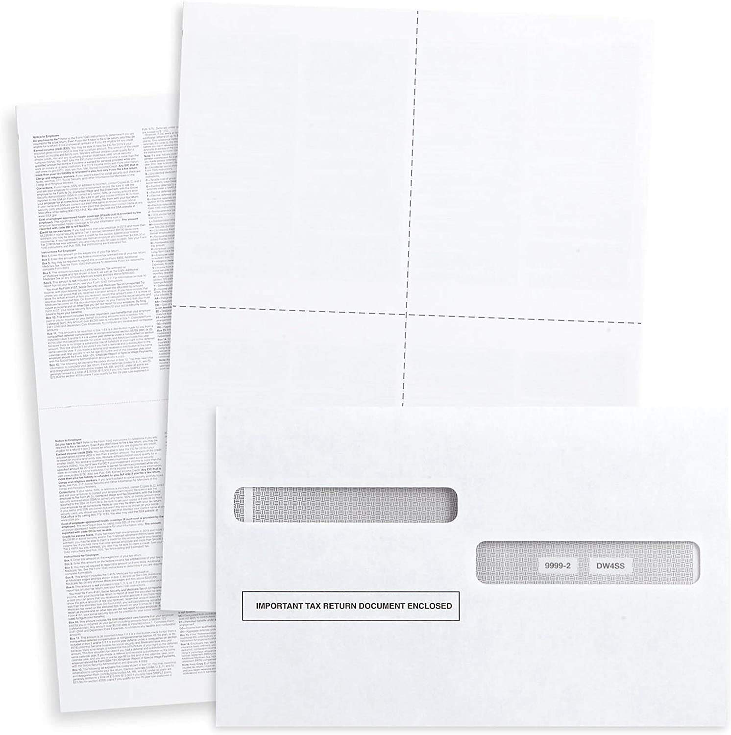 Photo 1 of W2 Forms 2025 with Envelopes, Blank W2 4 Up Tax Forms 2025, 50 Employees kit, with Instructions in Back, Compatible with QuickBooks and Accounting Software, Idea for E-Filing, 50 Self Seal Envelopes