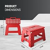 KEPLIN 9 Inch Heavy Duty Folding Step Stool Red Non-Slip Portable view 2