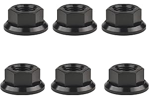 Wanyifa Titanium DIN6923 M5 M6 M8 M10 M12 M14 M16 Hex Flange Nuts Pack of 6 (M12 Pitch 1.25mm, Black)
