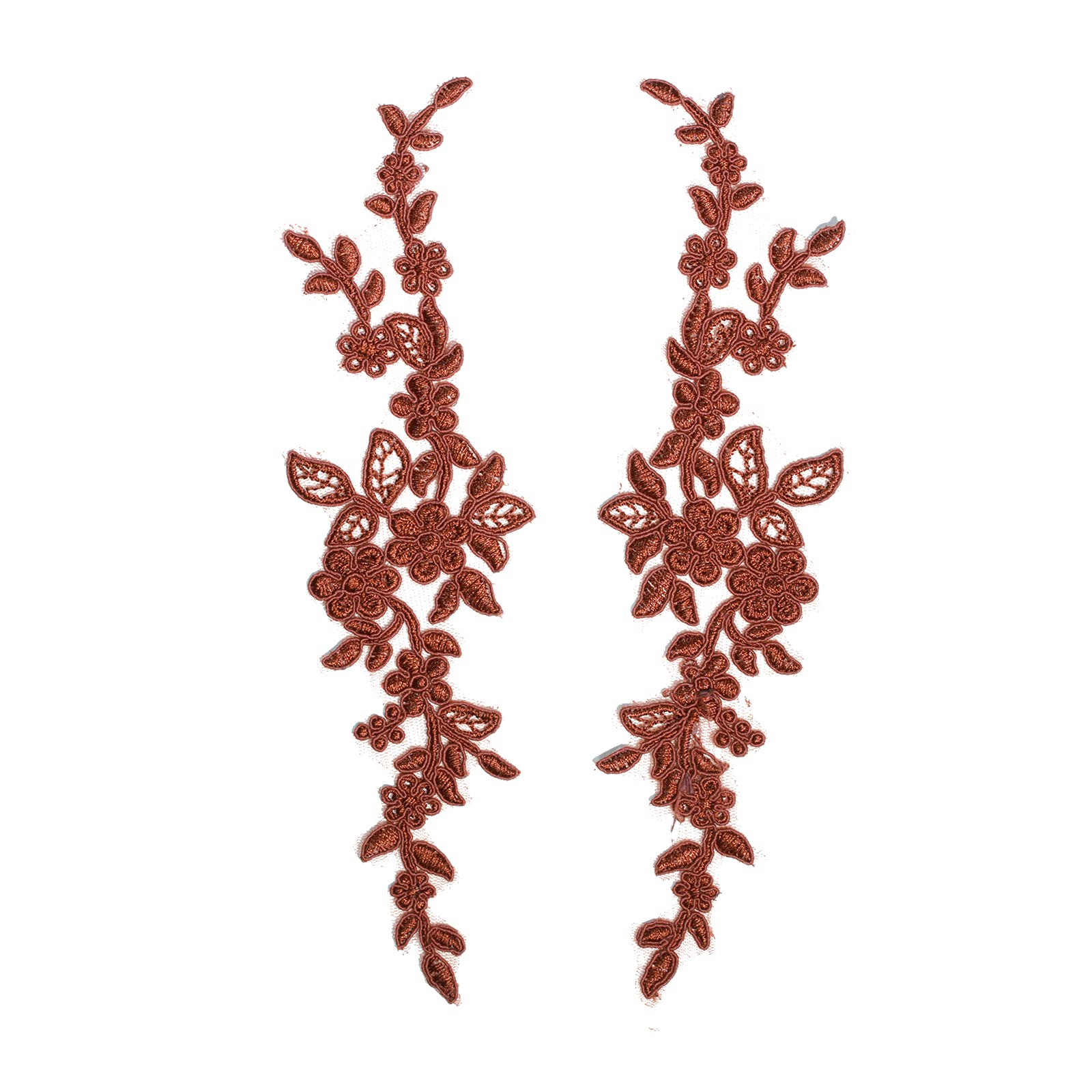 4 x Pieces Corded Lace Applique Wedding Motif Sew On #30 A (Brown) — image 1