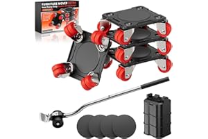 ONEON Furniture Mover Ultra with 8 Wheels – All-New Upgraded Heavy Item Moving Tool Double-Wheeled Low-Profile Dolly with Aux