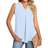 Anyhold Women's Chiffon Tank Tops Sleeveless V Neck Blouse Dressy Casual Tops Office Work Shirts