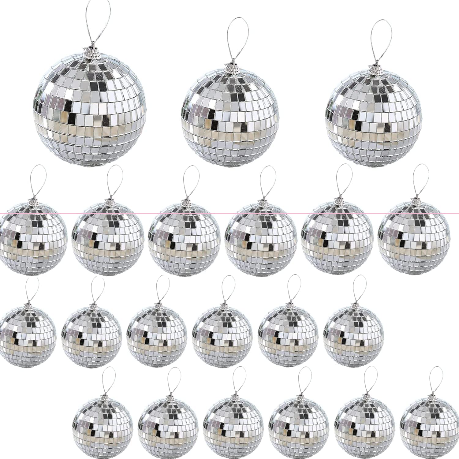 21 Pcs Mirror Disco Ball, Decoration Hanging,Bar Party,Stage Props, Christmas Favor and Supplies (3CM+4CM+5CM+6CM)