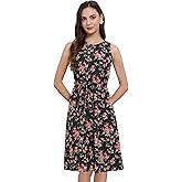 Allegra K Women's Midi Floral Dresses Summer Casual Wedding Guest Sleeveless Dress