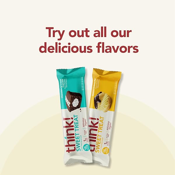 THINK! PROTEIN BARS, HIGH PROTEIN SNACKS, GLUTEN FREE, KOSHER FRIENDLY, SWEET TREAT, BOSTON CREME PIE, 10 COUNT