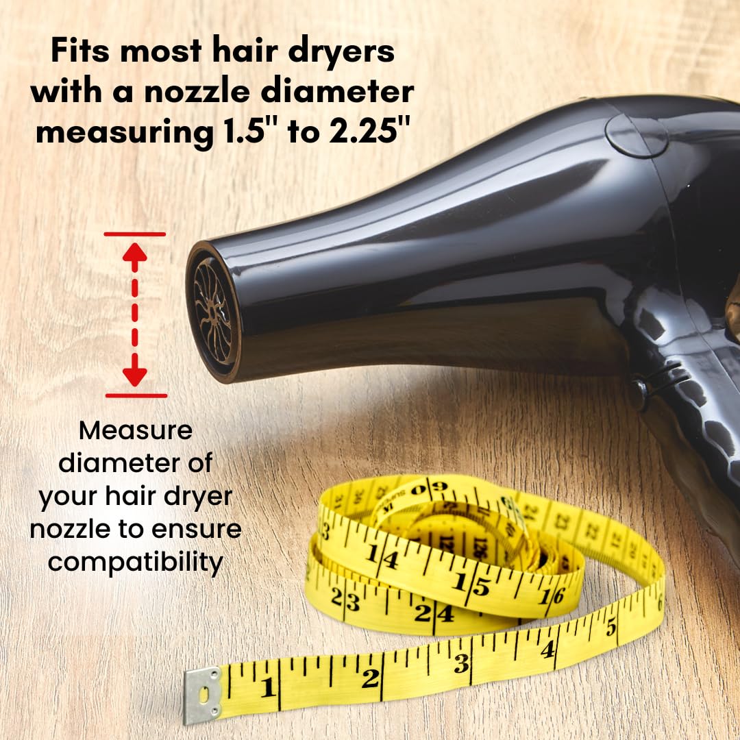SnozzlePro Universal Hair Dryer Attachment Adapter, Patented Silicone Design Provides a Secure Fit for Concentrator Nozzles and Hair Diffusers - Fits Most Nozzle Diameters 1.5” - 2.25”
