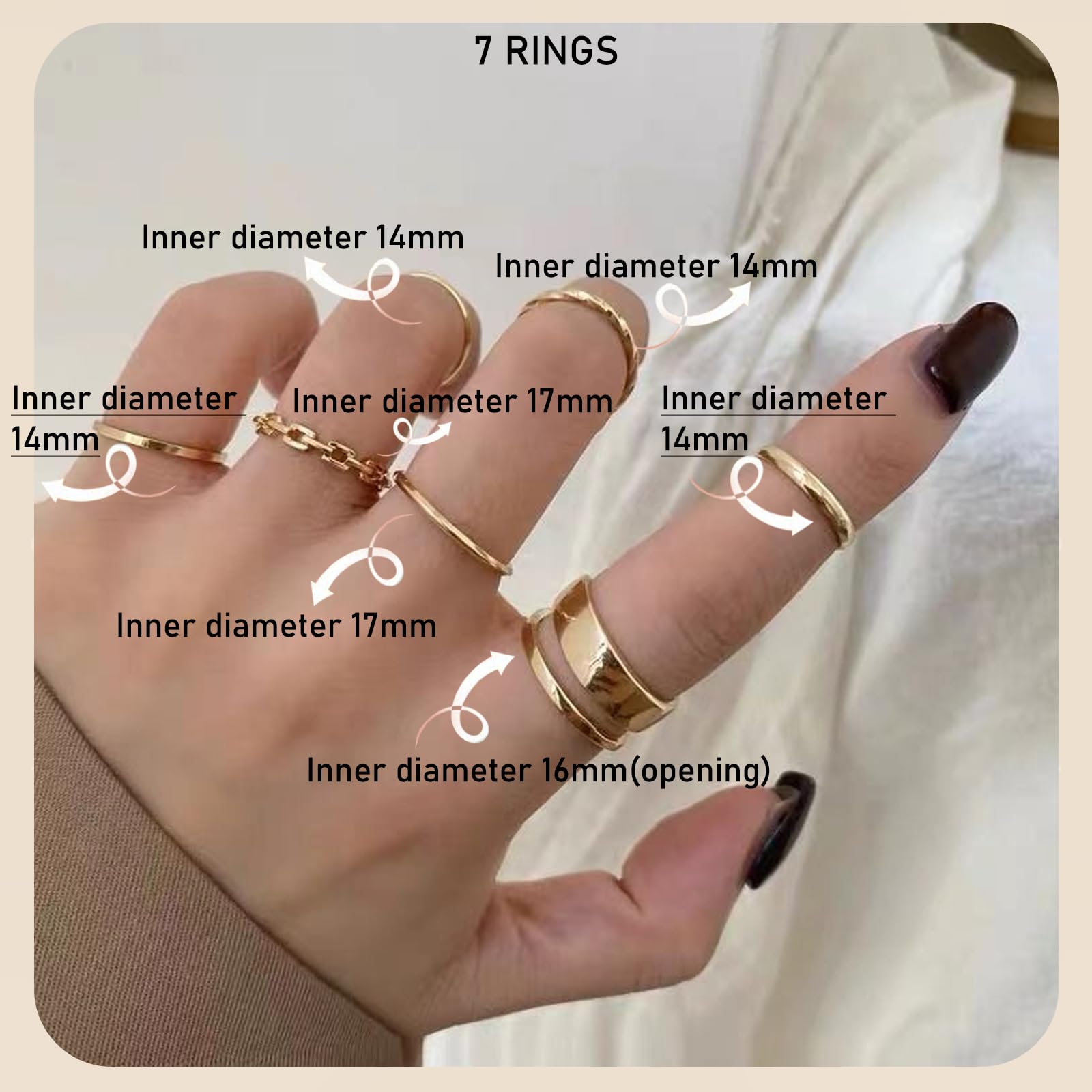 DAVBNM 17Pcs Gold Silver Jewelry Sets Rings Bracelets for Women Layered Necklace Chunky Knuckle Rings, Women's Jewellery Set, Fashion Necklace Stack Waterproof Gold Jewellery Set for Women(gold)