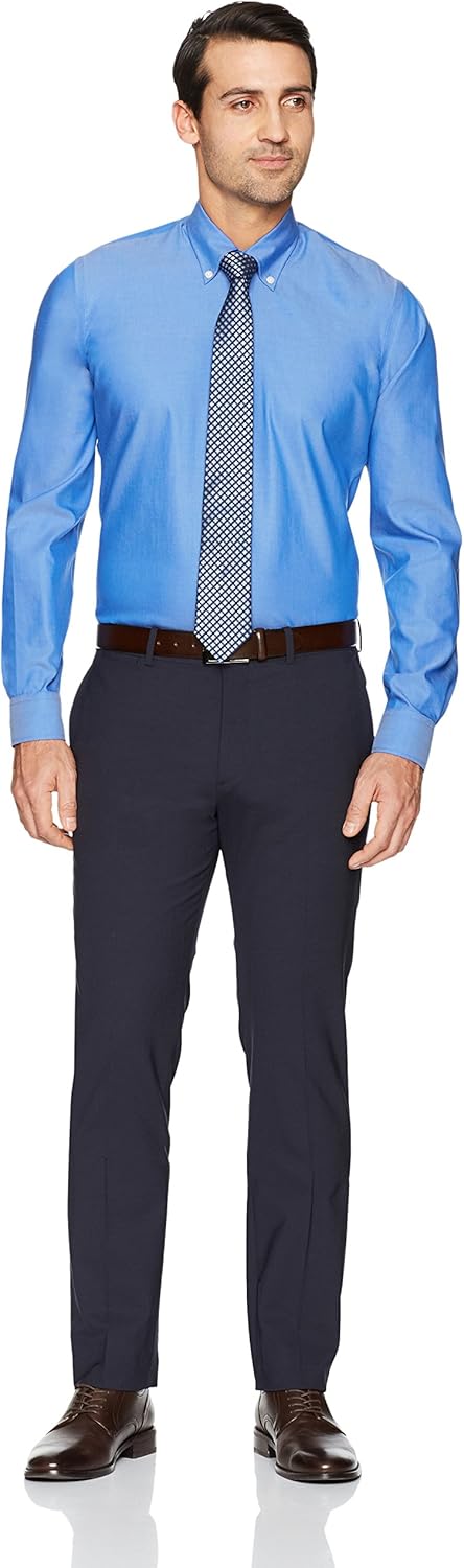  Brand - Buttoned Down Men's Slim-Fit Button Collar Solid Pinpoint Dress Shirt, Supima Cotton Non-Iron: Clothing