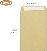 SZXMDKH 130 Pcs Small Brown Seed Envelopes 9x6 cm Self-Adhesive view 3