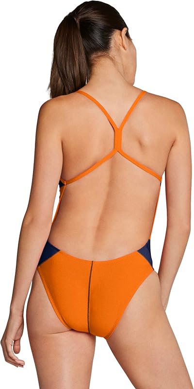 Fato de Banho Feminino de Uma Peça Endurance The One Solid Team, Edge Preto/Laranja, XS
