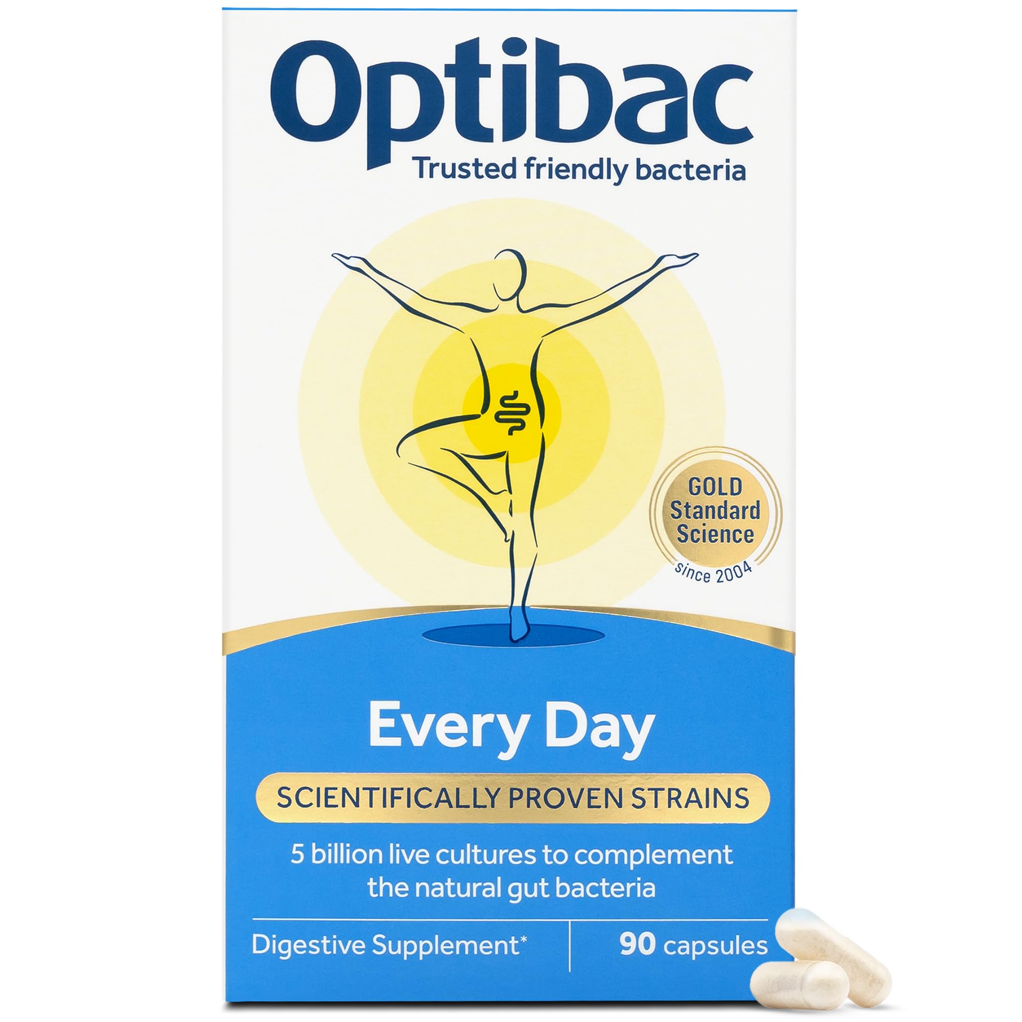 Optibac Probiotics Every Day - Vegan Digestive Probiotic Supplement - Most Trusted & Recommended Brand - Lactobacillus & Bifidobacterium - 90 Capsules โ image 1