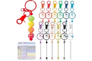 DNLEGULI 24 Pcs Beadable Keychains Bars bulk - 12 Colorful DIY Metal Beaded Keychain Making Kit + 12 Bags Included, Bead Keychain Supplies,Blank Key Chain, Perfect for Women, Men, Mother's Day, Birthday Gift