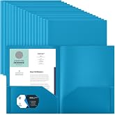 Gueevin 72 Pack Plastic Folder with Pockets Bulk, Sapphire Blue | Fit Letter Size Paper, Two-pocket Design for Documents and Cards, Heavy Duty School Office Use, Back to School Organizer