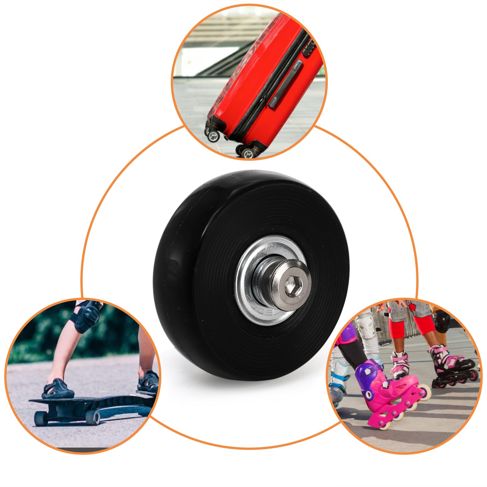ZOOFOX Set of 8 Luggage Suitcase Replacement Wheels, 50 x 18mm PU Caster Wheels Bearings Repair Kits, Shelf Replacement Wheels for Luggage