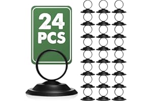 MotiMind 24 Pcs Table Number Holders-Metal Place Card Holders Table Number Stands Tabletop Sign Stands for Photos, Menu, Memo, Notes, Christmas, Wedding, Restaurant, Banquet, Birthday(Black)