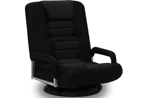 ACIPENSER Swivel Gaming Chair Multipurpose Floor Gaming Chair for Playing Video Games, TV, Reading w/Armrest Lumbar Support & 6 Adjustable Postion Backrest for Adults & Kids, Black