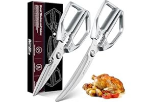 Dream Reach Kitchen Scissors Set Silver - Stainless Steel Kitchen Shear, Sharp Meat Scissors Dishwasher Safe, Heavy Duty Poul