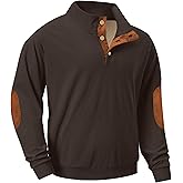 Askdeer Mens Sweatshirts Heavyweight Fleece Corduroy Casual Mock Neck Sweatshirt Stand Collar 1/4 Button Pullover Sweaters