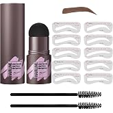LSxia Eye-Brow Stamp and Eyebrow Stencil Kit (Dark Brown) | Brow Stamp Waterproof Eyebrow Powder Shaping Kit, Natural Eye Brow Definer with 10 Brow Stencils for Women Eyebrows Makeup