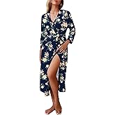 Ekouaer Women Robes Long Knit Bathrobe Lightweight Soft Kimono Robes Casual Ladies Loungewear with Pockets