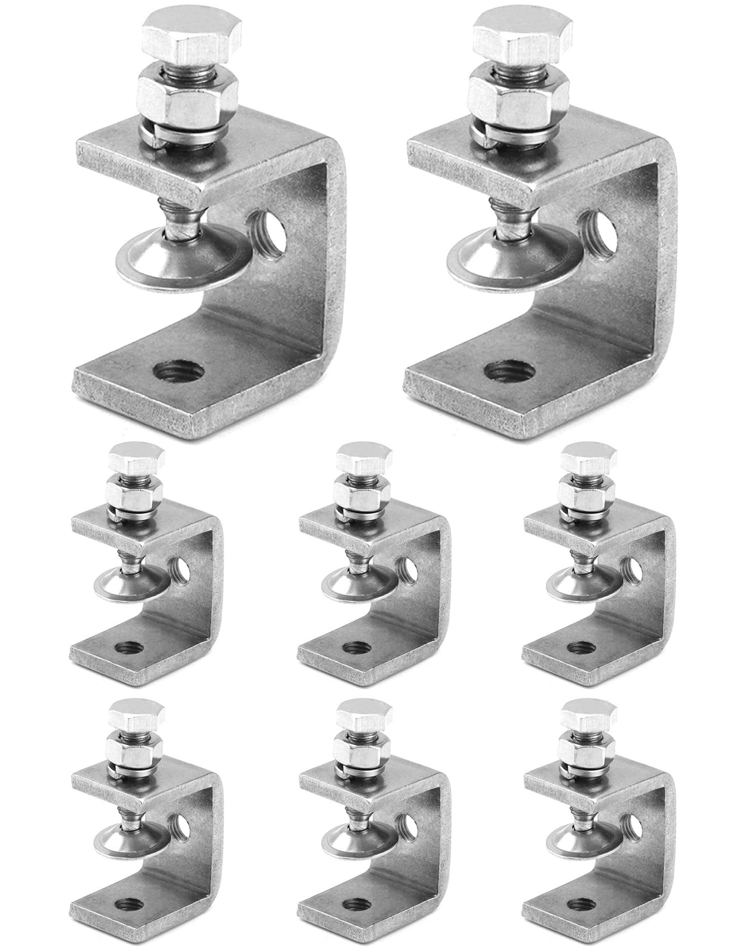 QWORK® 8Pcs 304 Stainless Steel C Clamp, Heavy Duty C-clamp, for Home Improvement and Automotive Repair