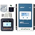 EPEVER MPPT 20A Solar Charge Controller 20A Tracer2210AN + Remote Meter MT50+Temp Sensor Cable Solar Charge with LCD Display for Lithium, Sealed, AGM Battery Charging