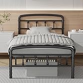 Slumber Haven Metal Twin Bed Frames, No Squeak & 1500lbs Heavy Duty Support | Twin Bed Frames with Headboard and Footboard| Tool-Free 20-Min Assembly, No Box Spring Needed, Underbed Storage
