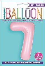 Unique Giant Foil Number 7 Balloon 86 cm Matte Baby Pink view 2