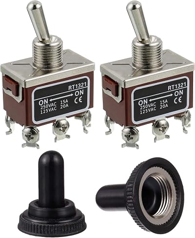 BOJACK RT1321 DPDT Toggle Switch 125V 20A 250V 15A ON-ON 6-Pin Waterproof Cap