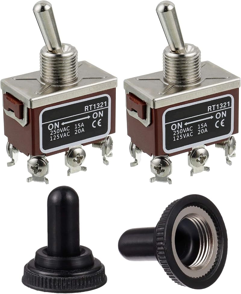 BOJACK RT1321 DPDT Toggle Switch 125V 20A 250V 15A ON-ON 6-Pin Waterproof Cap