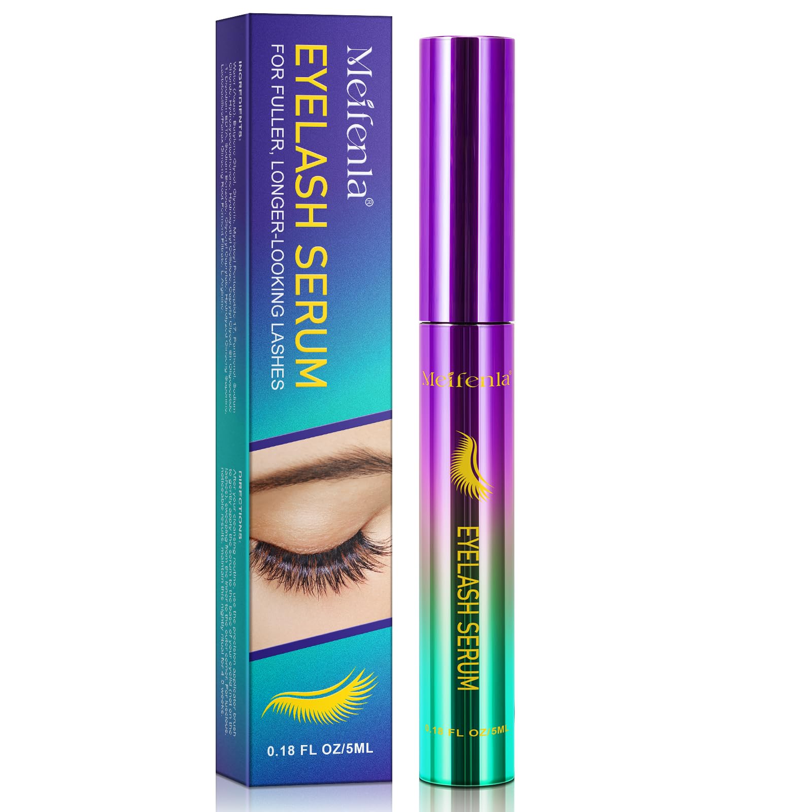 Eyelash Growth Serum for Lash-5ml，Lash Serum for Longer，Longer Eyelashes and Eyebrows，Eyelash Growth Serum-Natural & Safe Ingredients，Thicker Healthier Lashes